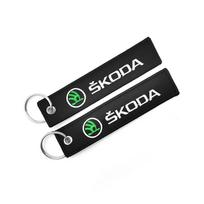 CAPR9 Siuvinėjami Automobilio Raktų Pakabukai Raktų Pakabukas Pakabukas Dovanos Skoda Octavia Fabia Rapid Yeti Superb Octavia A5 A7 Automobilio Aksesuarai black