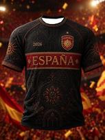 2026 Ispanijos rinktinės vėliava, sirgalių futbolo marškinėliai, Liūtas Retro 3D greitai džiūstantis sportinis laisvalaikio vyriškas viršutinis drabužis T-shirt 6XL