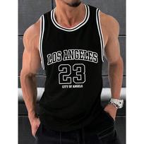 Vasaros vyriški krepšinio marškinėliai be rankovių Sporto salės Fitneso T-shirt Hip Hop marškinėliai be rankovių Vyriški greitai džiūstantys 23 Krepšinis 4XL black