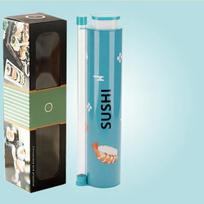Food Grade Sushi Push Box Sealed with Lid & Push Rod Sushi Packaging Box Thickened Sushi Storage Paper Bucket mėlyna
