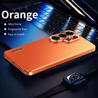 Dėklas Samsung Galaxy S26 Ultra Plus S25 S24 S23 Ultra Magnetinis užsegimas Aliuminio rėmelis Plastikinis galas Metalas No Screen Protector&Galaxy S26 Ultra oranžinė