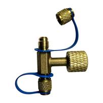 1/4 SAE žalvarinis vamzdžio jungiklis trijų krypčių jungties adapteris T formos adapteris R22 R12 R134 techninės priežiūros darbams Valve Connector