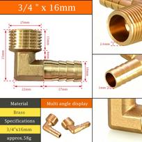 1pc Brass Pagoda Hose Barb Elbow Fitting 16/19/25mm 3/4  Thread Pipe Connector for Fuel Air Water Line - Universal Fit