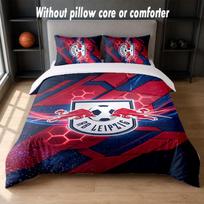 RB Leipzig futbolo dizaino lovos patalynės komplektas 1 antklodės užvalkalas + 2 pagalvių užvalkalai Minkšti kvėpuojantys buitiniai patalynės komplektai 135cm*200cm red