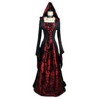 [Tu mano paslaptis] Moteriška suknelė Cosplay Vampyro Helovino Karnavalo Šventės Suaugusiųjų Kostiumas Viduramžių Retro Gotikinis Gobtuvas Raganos Chalatas XXL-XXXL black