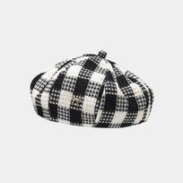 Women S Classic Plaid Beret With Bow Decoration Pumpkin Hat Casual Painter Hat One Size juoda