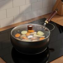 Carbon Steel Wok Induction Compatible Chinese Uncoated Kitchen Cookware for Home Cooks, 24CM gray