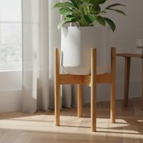Kryžminis pagrindas Gėlių vazono laikiklis Minimalistinis dizainas Kojelės Augalų stovas Tvirtas pagaminimas Medinis M_Wood