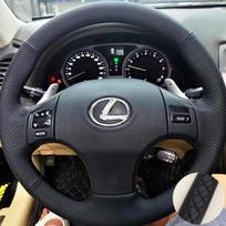 Hand-Stitched Wear-resistant Braids on Steering Wheel For Lexus IS250 IS300 ES250 Car Steering Wheel Leather Cover Red Thread black