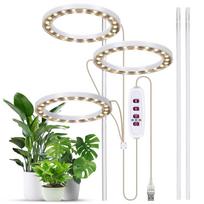 Auginimo lemputės kambariniams augalams 4 galvutės 6,2 W 301,7 lm 80LED 4000K USB maitinamas auginimo žibintas 8H/12H/16H 3 Heads Sunlight