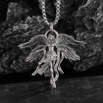 Mados sidabro spalvos angelo sargo pakabuko karoliai vyrų ir moterų asmenybės angelo sparnai maldos pakabukas karoliai pora dovana AL21433-Silver gray