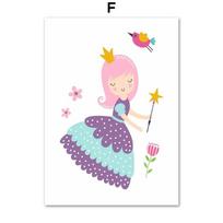 Kawaii vienaragis pilis princesė mergaitė gėlė plakatas skaičiai abėcėlė vaikų darželio sienos meno drobės tapyba paveikslas kūdikio vaikų kambario dekoras 21x30cm No Framed white