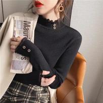 Women Slim Fit Clothes Bottoming Tops Office Lady Fashion Knit Pullover 2024 Autumn Winter  Half High Collar Sweater 29416 One Size juoda
