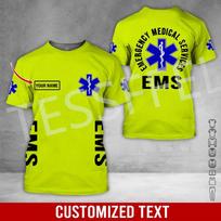 Individualizuotas vardas Cosplay EMS EMT Medicinos paramedikas Darbuotojas Tatuiruotė 3D spausdinimas Vasariniai Harajuku gatvės drabužiai Trumpomis rankovėmis Kasdieniai marškinėliai X4 M yellow