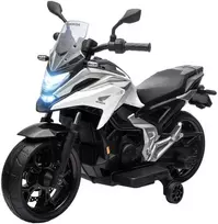 AIYAPLAY elektrinis motociklas vaikams, 12V vaikiškas motociklas su MP3, USB, LED žibintais, transporto priemonė vaikams su lavinamosiomis funkcijomis, pagalbiniais ratukais, 3km/h, 3-6 metų vaikams, baltas