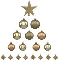 Fééric Lights and Christmas Auksinių kalėdinių papuošalų rinkinys su žvaigždute, 18 elementų