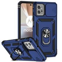 Šarvuotas smūgiams atsparus dėklas Motorola Moto G22 G32 G52 G62 G82 G31 G41 G60s telefonams, slankiojantis objektyvo apsauginis dangtelis, žiedinis stovas-laikiklis, Fundas Coque Motorola Moto G62 5G mėlyna