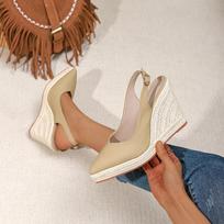 Platforminiai basutės su aukštu kulnu Moteriškos Smailianosės Kanapių Kulnai Basutės su Kulkšnies Dirželiu Moteriškos Vasarinės Chaussures Femme Sandalias Mujer 40 beige