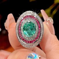 Jewelry Simulation Bird'S Nest Cut Para Green Egg Textured Set Main Stone 10-12 blue
