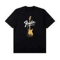 2025 M. Vasaros Naujas Fender Jimi Hendrix Fender Elektrinės Gitaros Spaudinys Grafinis Marškinėliai Vyriški Trumpomis Rankovėmis Marškinėliai Gatvės Stiliaus Vasaros L black