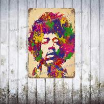 Jimi Hendrix gyvai scenoje Dekoratyvinis plakatas Vintažinis skardos ženklas Metalo ženklas Dekoratyvinė lentelė pub'ui Barui Vyriškam kambariui Klubui Sienų dekoracija 20x30cm（7.8x11.8inch）