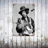 Jimi Hendrix gyvai scenoje Dekoratyvinis plakatas Vintažinis skardos ženklas Metalo ženklas Dekoratyvinė lentelė pub'ui Barui Vyriškam kambariui Klubui Sienų dekoracija 20x30cm（7.8x11.8inch） gray