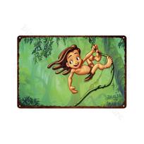 Tarzano metalinis plakatas Klasikiniai animaciniai filmai Vintažinė skardos plokštelė Metalinė plokštelė Sienos meno lipdukai Kambario dekoravimui 20x30cm（7.8x11.8inch）