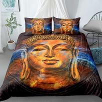 Mandala Buda Antklodės Užvalkalų Rinkinys Karališko Dydžio Egzotiškas Etninis Bohemiškas Lovos Patalynės Rinkinys Auksinės Juodos Lotoso Gėlės Nuostabus Antklodės Užvalkalas AU Single(140*210cm)3pcs orange