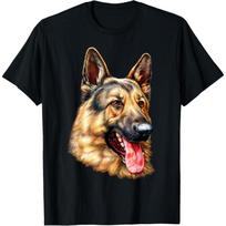 German Shepherd Face Portrait Art Dog Lover Gift Tee Shirt T-Shirt XXXL juoda