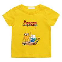Adventure Time Summer Children's Clothing Cartoon Funnny Tee-shirt High Quality O-neck Tops Kids Short Sleeve Loose Cute Tees 100%Cotton Anime T-shirt 110 geltona