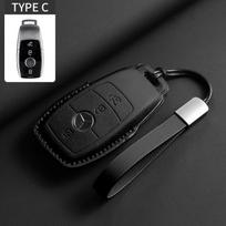 Pilnas apverčiamas odinis automobilio nuotolinio valdymo pultelio dėklas-dangtelis, skirtas Mercedes Benz A C E S G klasės GLC CLE CLA GLB GLS GLA W177 W205 W213 W222 X167 black