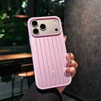 Prabangus 3D gofruotas dryžuotas stilingas verslo bagažas telefono dėklas IPhone 17 Pro Max 16 15 14, skirtas Rimowa, smūgiams atsparus buferio dangtelis iPhone17 Pro Max violetinė