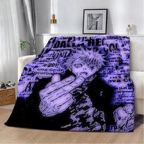 KARŠTAS Anime Jujutsu Kaisen Spausduotas pledas Iškylai Šiltas Minkštas Patogus Namams Kelionei Gimtadienio Dovana 75x90cm gray