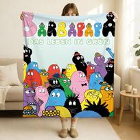 Animacinis Barbapapa pledas Minkštas ir odai draugiškas Sofai, lovai, miegui Antklodė Visiems sezonams 75x90cm black
