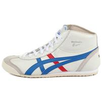 Onitsuka Tiger Mexico Mid Runner Balti Mėlyni Raudoni Unisex Vidutinio aukščio Odiniai Retro Bėgimo Sportbačiai DL409-0142 37.5 white