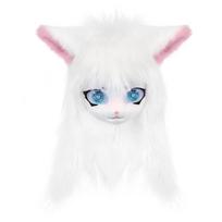 Pūkuoto gyvūno galva Katės Fursuit Iškirpta kaukė Helovino Kaukės Kostiumas Cosplay Rekvizitas Katės galvos apdangalas Vaikams Suaugusiems Dovana balta