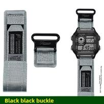 AE1200 Kilpos dizaino nailono drobės dirželis Casio laikrodžiams A158W/A168/W-216H/F-91/AE1300/1500/AE-1200 Lauko sportiniams laikrodžiams 18mm 18mm Width pilka spalva