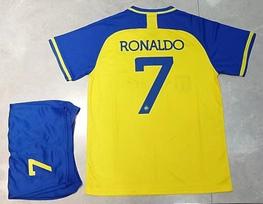Rijado nacionalinės komandos vaikų marškinėliai 22-23: Ronaldo #7 Namų ir išvykos Size 24/140 yellow