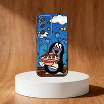 Animacinis L-Mažasis kurmis telefono dėklas, skirtas Samsung S25, S24, S21, S22, S23, S30, Ultra, S20, Plus, Fe, Note, 10, 9, 5G, Juodas dangtelis Samsung S21Ultra blue