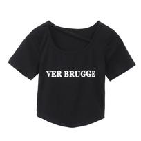 Spice girl irregular T-shirt women's summer new slim and thin ins trendy short-sleeved student top ins XL juoda