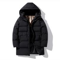 Men's Extra Large Mid-Length Cotton Jacket - Thick, Warm Winter Coat for Plus Size Teens 9XL black