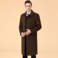2025 Men's Cashmere Wool Trench Coat: Mid-Length Over-the-Knee, Spring/Autumn, Plus Size, Trendy for Middle-Aged 3XL black