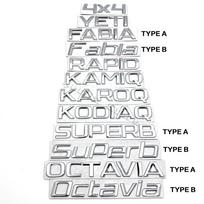 Metalinės Automobilio Raidės Galinės Bagažinės Lipdukai Emblema Ženklelis Logotipas Lipdukas Skoda Octavia Superb RAPID FABIA KAMIQ KAROQ KODIAQ YETI 4X4 YETI sidabras