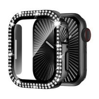 Cover For Apple watch Case 10 11 46mm 42mm 45mm 44mm 40 41mm Diamond Bumper Tempered Glass Screen Protector Series 9 7 SE 6 8 5 38mm Series 3 2 1