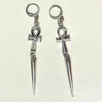Shi Yong Gothic Cross Spike Earrings - Minimalist Metal Style with Creative Design gray
