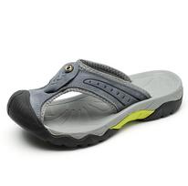 Genuine Leather Men's Outdoor Casual Cowhide Flip-flops 44 gray