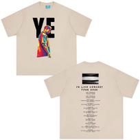 Raperio Kanye West T-shirt su 2026 m. turo spaudiniu Vyrams ir Moterims Vintažiniai Drabužiai T-shirt Trumpomis Rankovėmis Medvilniniai Oversized T-shirtai XXXL black