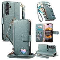 Samsung Galaxy A57 A56 5G A54 A53 A52 A51 A71 4G A50 A30S piniginės dėklas - Užtraukiama piniginė su 3 kortelių lizdais, stoveliu ir riešo dirželiu For Galaxy A53 5G mėlyna