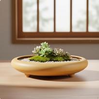 Trikojis puodas su drenažo skylutėmis Imituoto molio kvėpuojantis negilus vazonas bonsai Olive Green brown