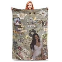 Music Lana Del Rey Rock Fuzzy Blankets Ultraviolence Hip Hop Album Fashion Throw Blankets for Home 200x150cm Quilt, Size: 75*100cm, Weight: 230 GSM gray